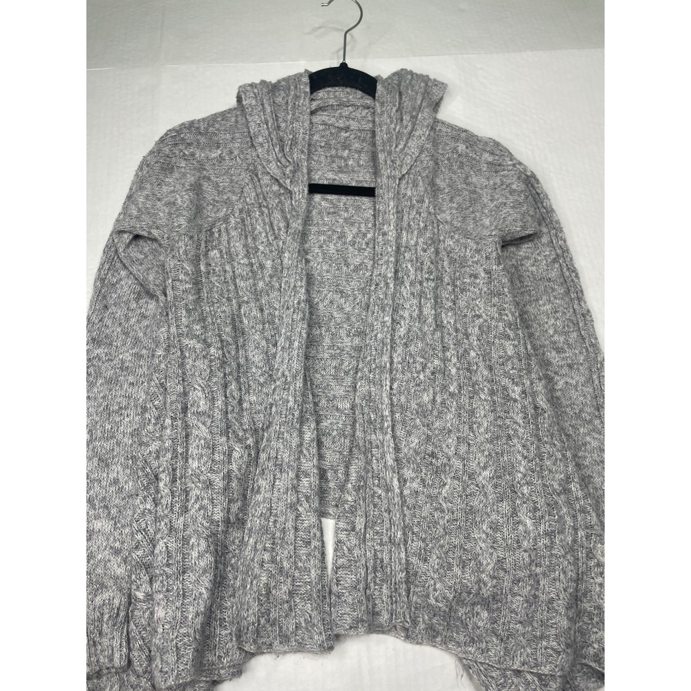 Maurices Gray Cable Knit Hooded Open Front Cardigan Sweater Womens Medium - Picture 2 of 6